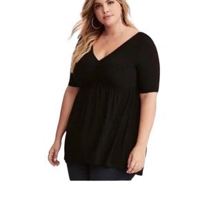 NEW Torrid Black Babydoll Blouse with Hi-Lo Hem size 2 NWT